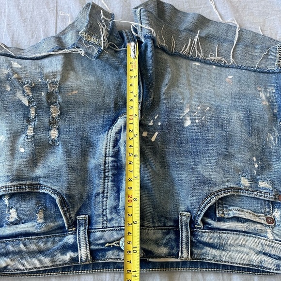 Anthropologie Pilcro Women Paint Splatter Denim Short Ripped Button Fly Size 28 - Picture 7 of 8